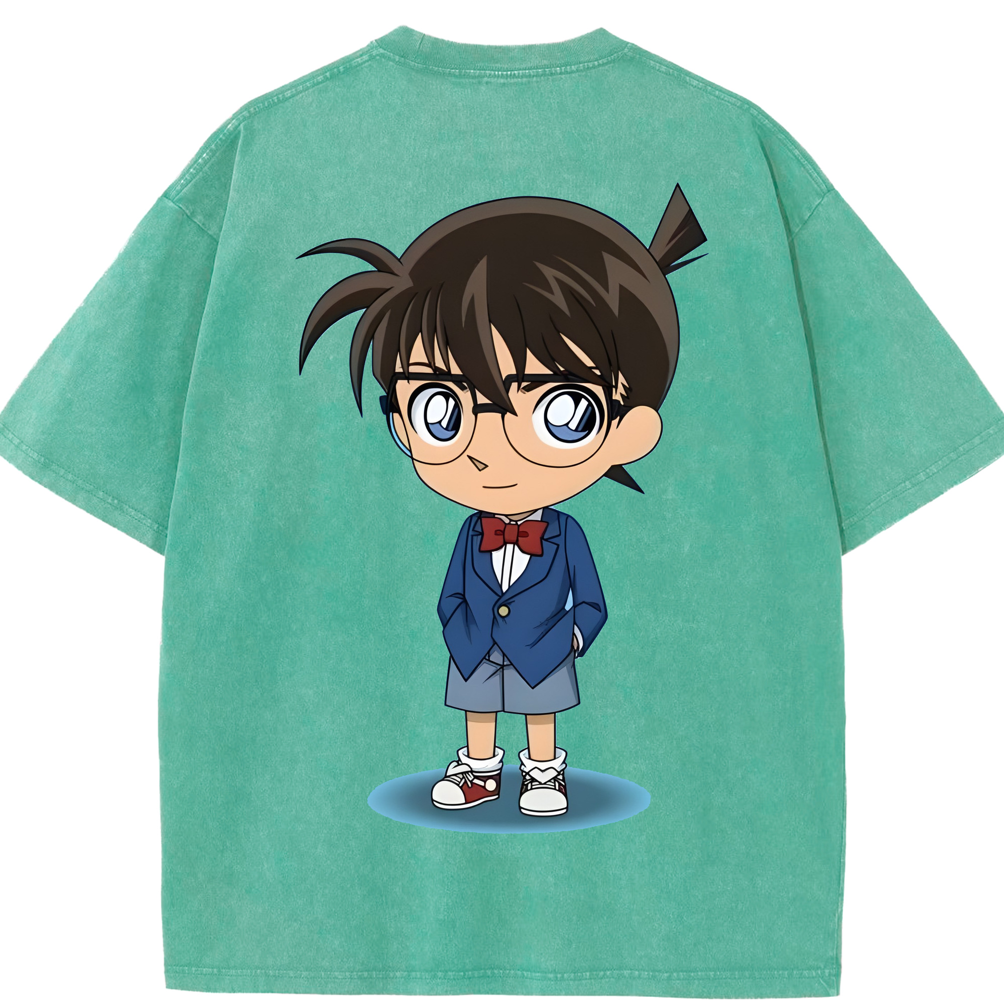 （画像用） 名探偵コナン 江戸川 コナン Detective Conan Conan Edogawa 綿100% ヴィンテージ風 半袖Tシャツ（背面プリント）
